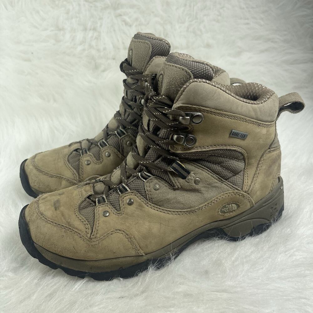 The North Face Womens Taupe Grey Brown Low Hiking Shoe Boot 8.5 &Waterproofed